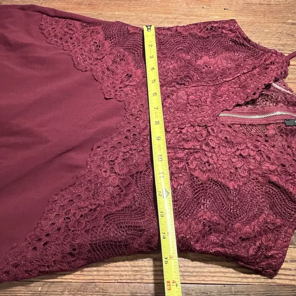 Y2K Whimsigoth Burgundy Slip Dress Sheer Lace Dark Fairy Romantic Witchy Vamp XL - Picture 14 of 16